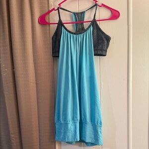 LULULEMON blue NO LIMITS RAcerbacK Bra layer Athletic Wear Womens Tank Top Shirt